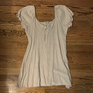 Altar'd State Cream Flutter Sleeve Blouse with Tie Front